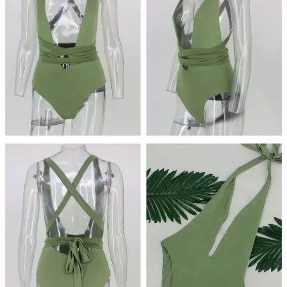Super Sexy Olive Green one piece bathing suit - Picture 5 of 8